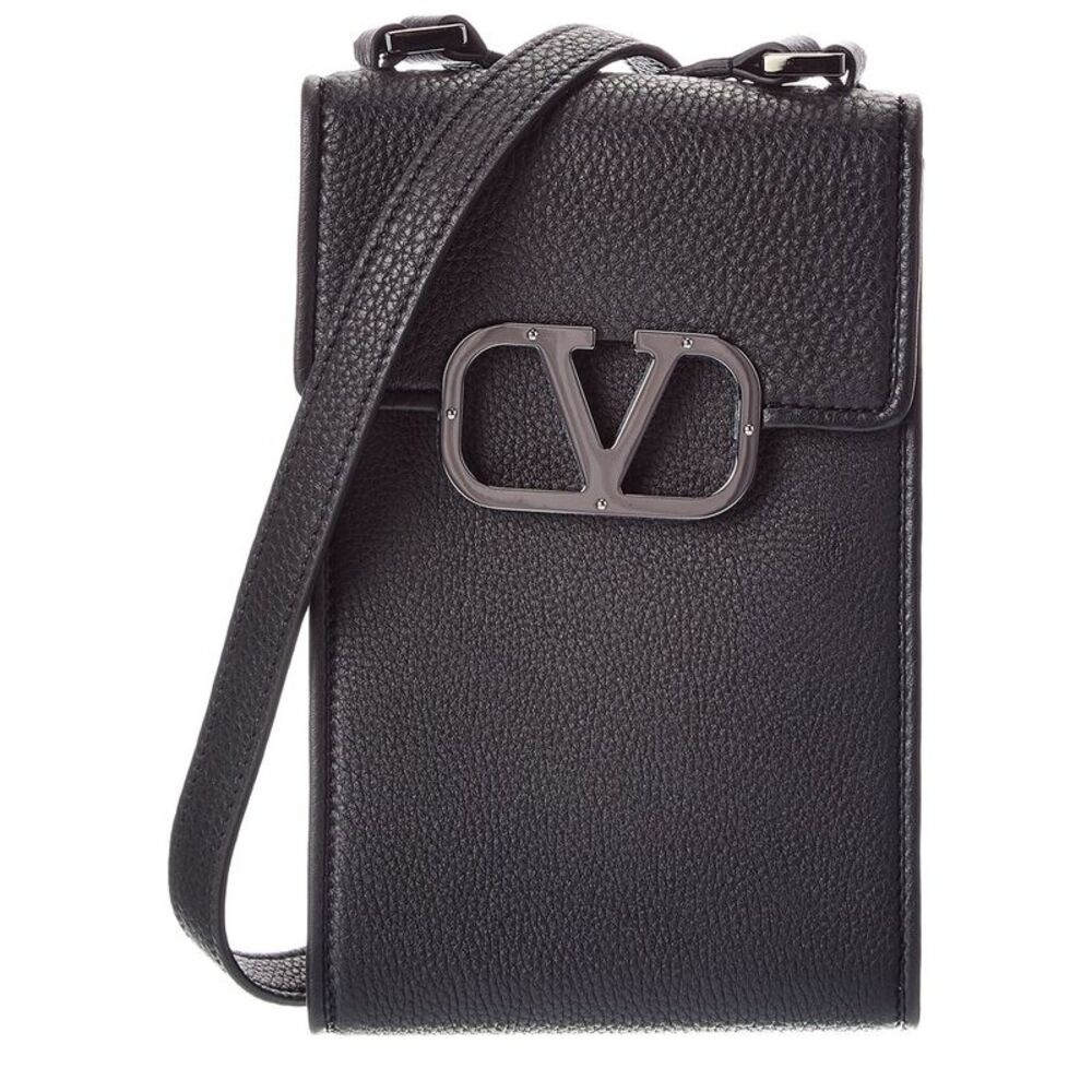 Valentino Vlogo Leather Smartphone Case, Black
